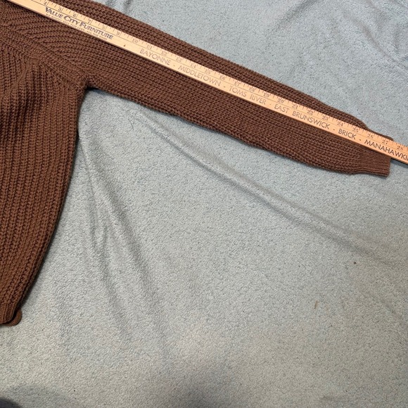 Love Tree Bohemian Knit Sweater Taupe V Neck Cinched Drawstring Cropped Sleeve S - Picture 9 of 9